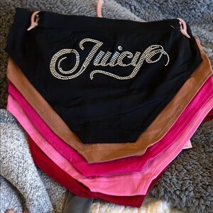 Juicy Couture Rhinestone Logo Panties Set - Black, Pink, Brown